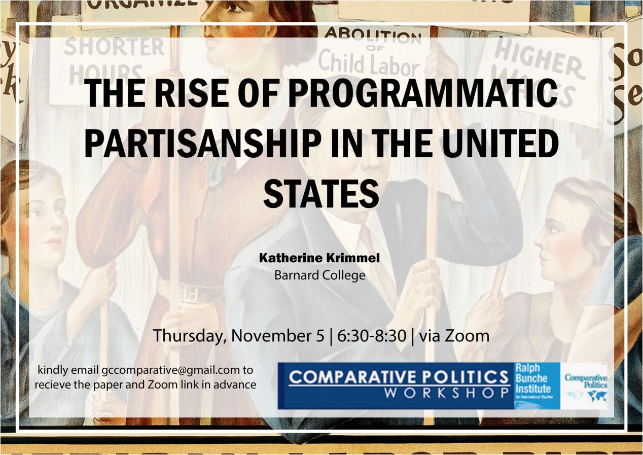 CPW: Katherine Krimmel, "The Rise of Programmatic Partisanship in the United States," Thursday, November 5, 6:30PM