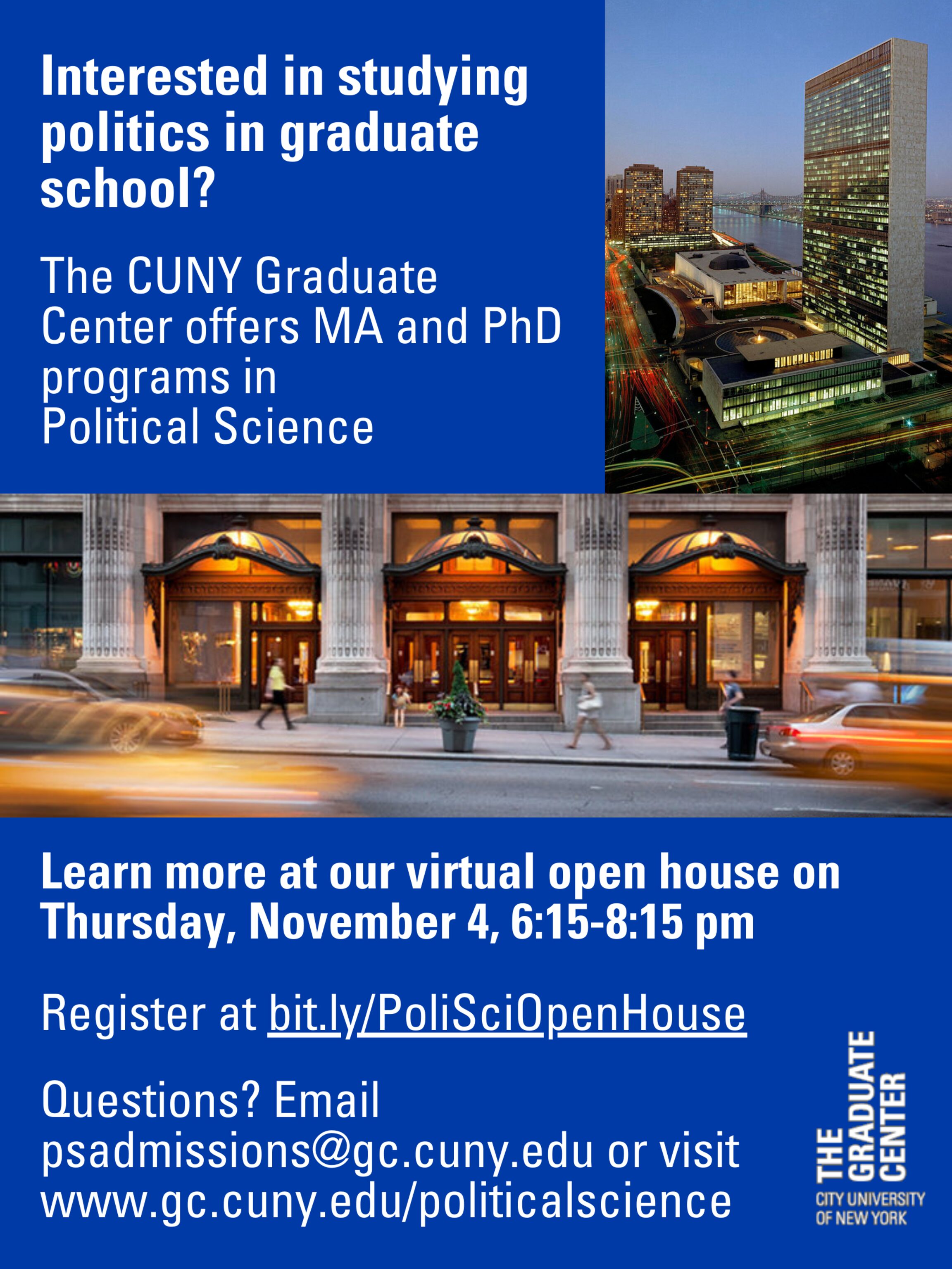 Fall 2021 Virtual Open House for Prospective Students: Thursday, November 4, 6:15-8:15pm