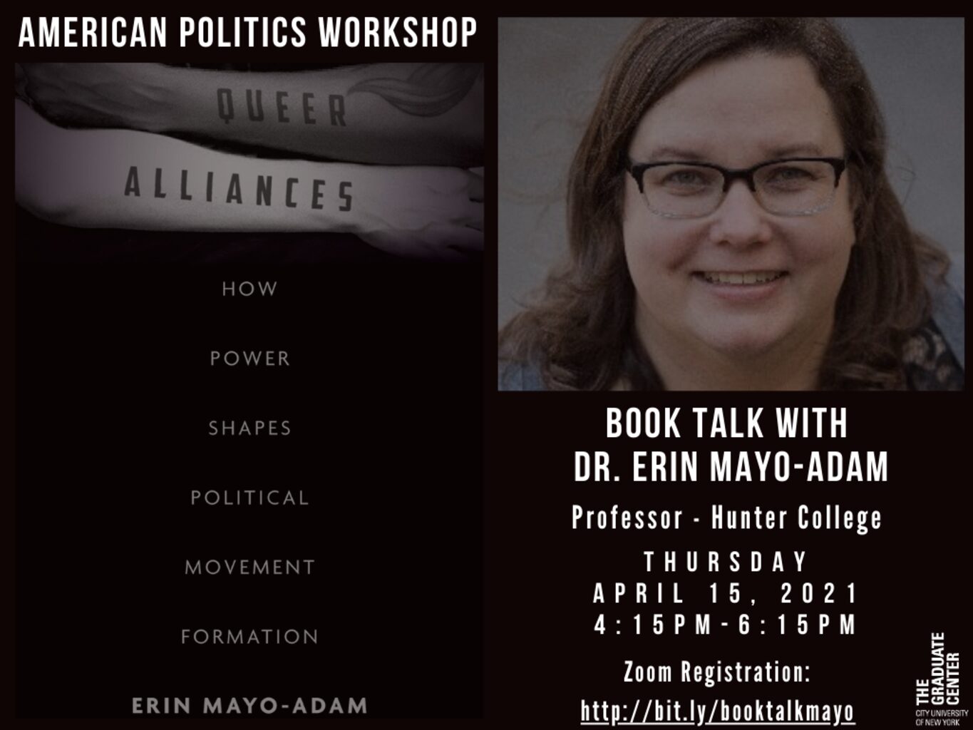 American Politics Workshop: Erin Mayo-Adam, "Queer Alliances – How Power Shapes Political Movement Formation," Thursday, April 15, 4:30-6:30pm